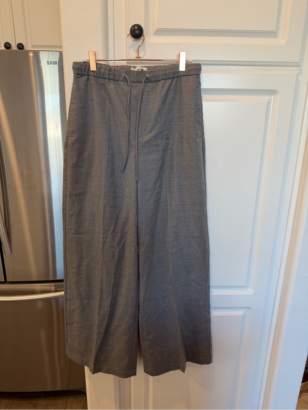 Wide Leg Drawstring Pants - Gray